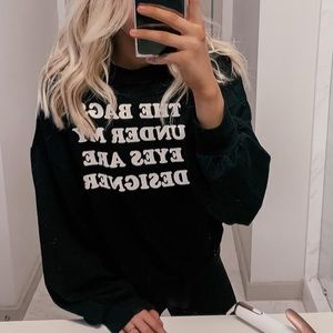 Black Puff Sleeve Crop Sweatshirt